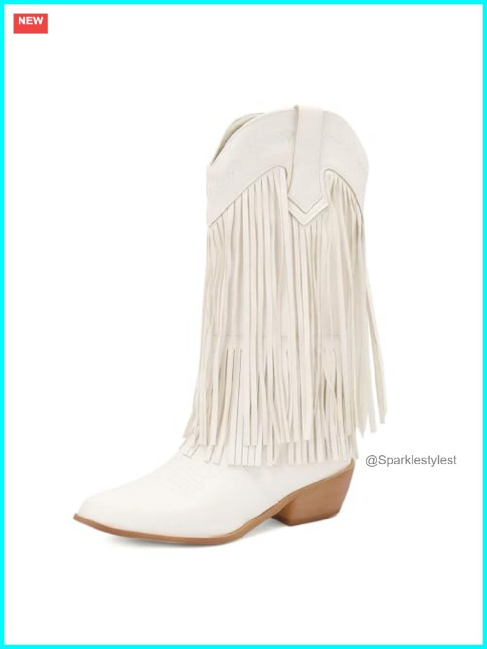 Western Cowboy Knee High Boots Fringe Tassel Embroidery Block Heel